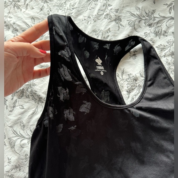 Black Rabbit tank top with mesh perforated rabbit detail - Picture 2 of 2